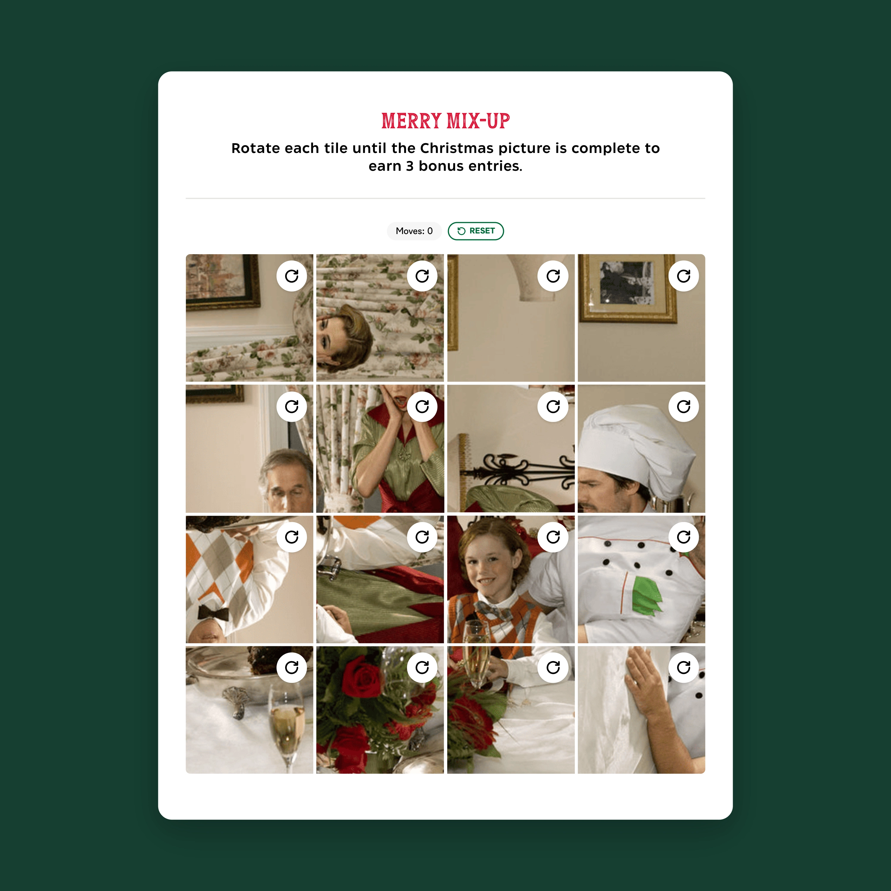 Merry Mix-Up picture puzzle, captured from Hallmark Movie Game and centered on a background matched to the brand.