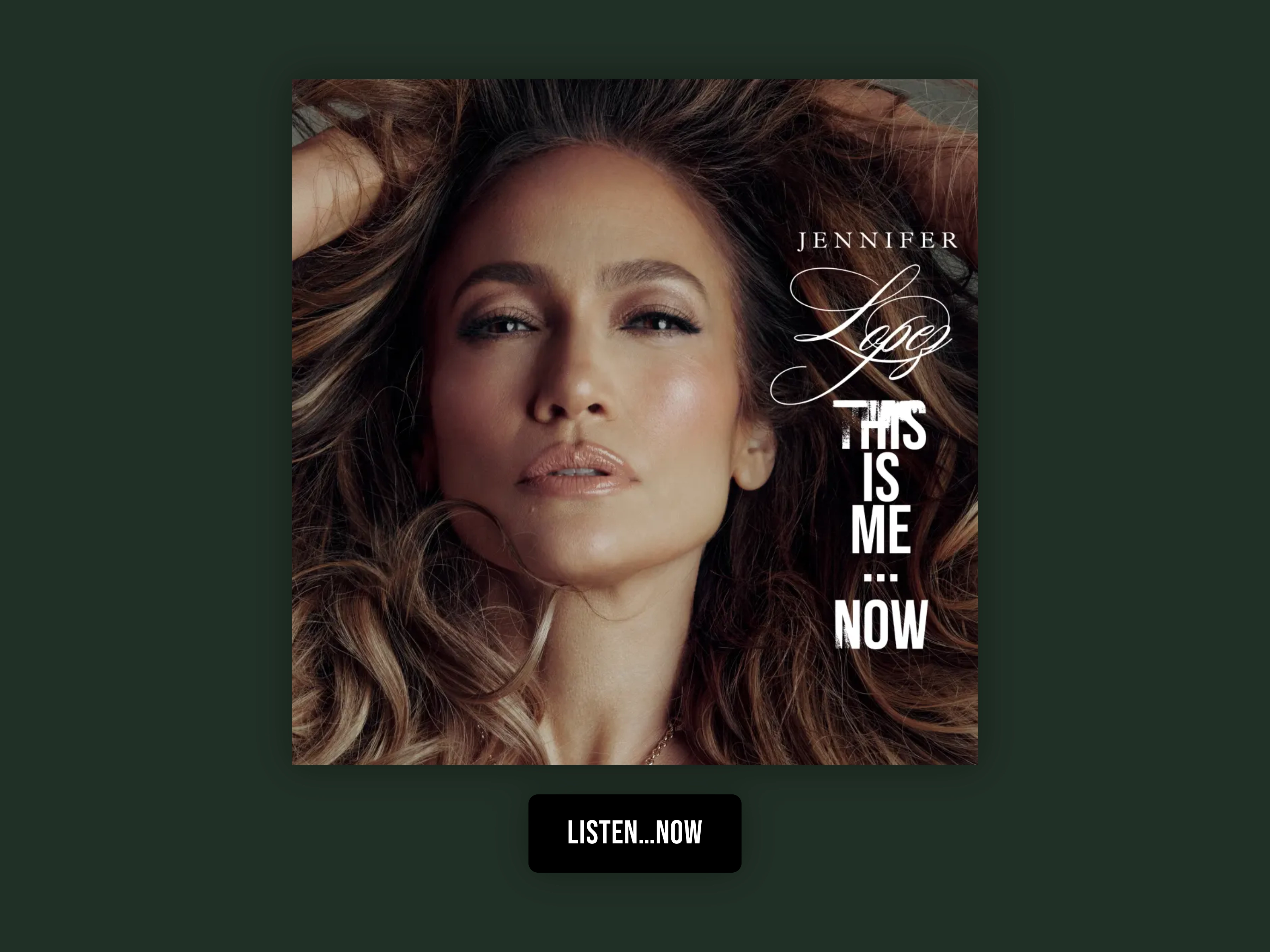 This Is Me...Now album discovery, captured from On The JLo and centered on a background matched to the brand.