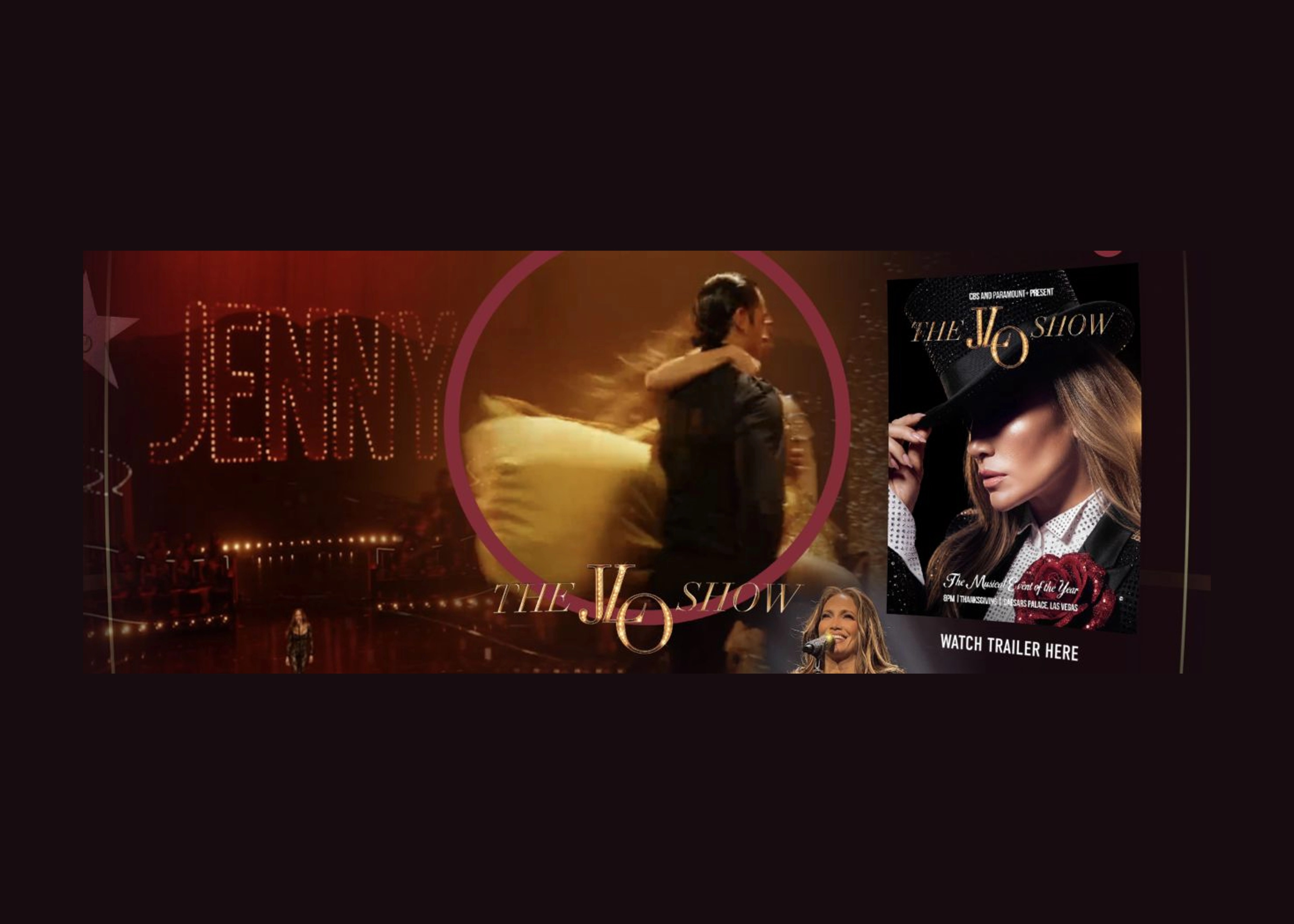 The immersive On The JLo homepage, captured from the real On The JLo immersive site and centered on a matching background.