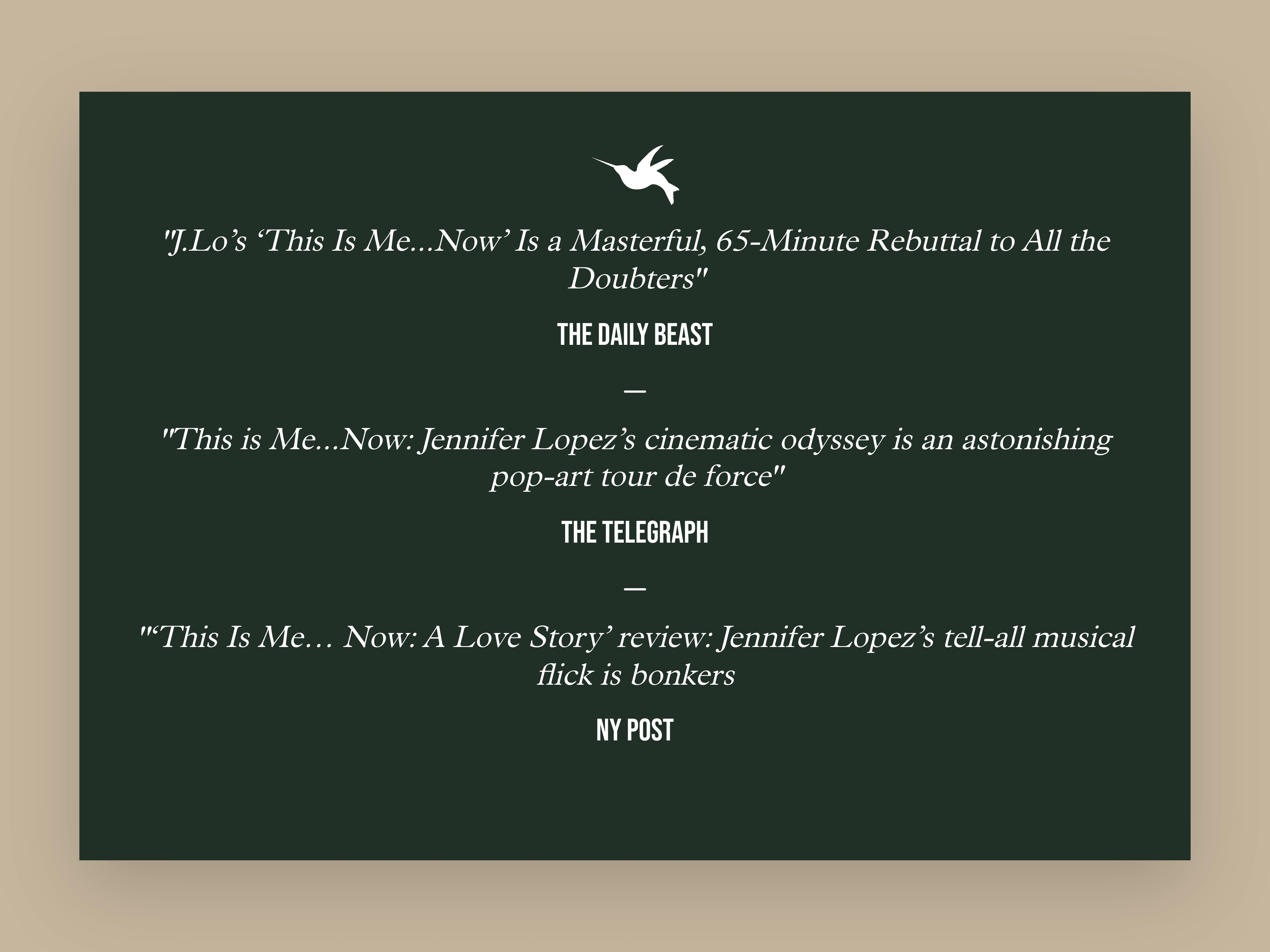 The campaign in the press, captured from On The JLo and centered on a background matched to the brand.