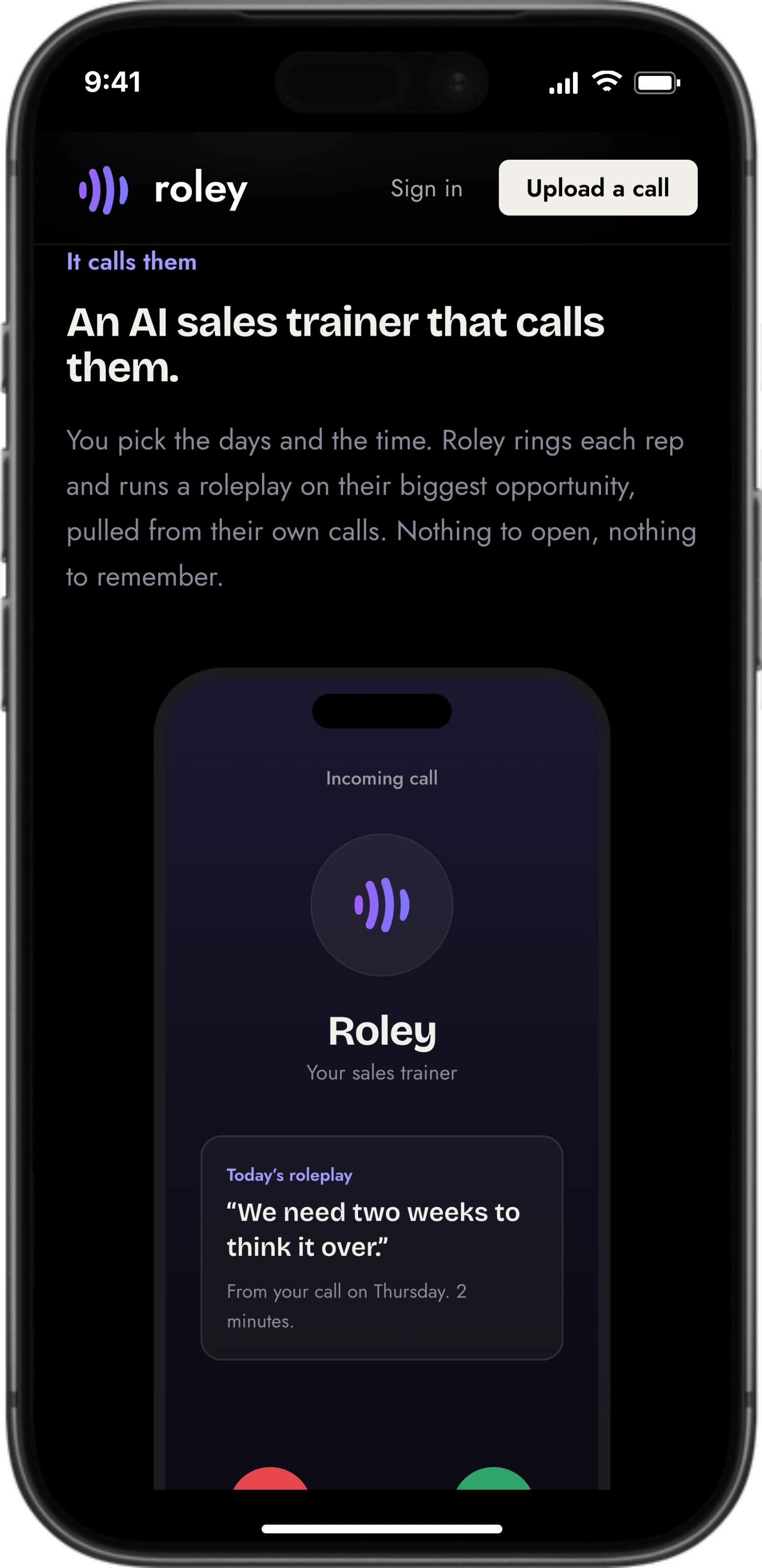 Training that comes to the team on an iPhone in Roley AI.