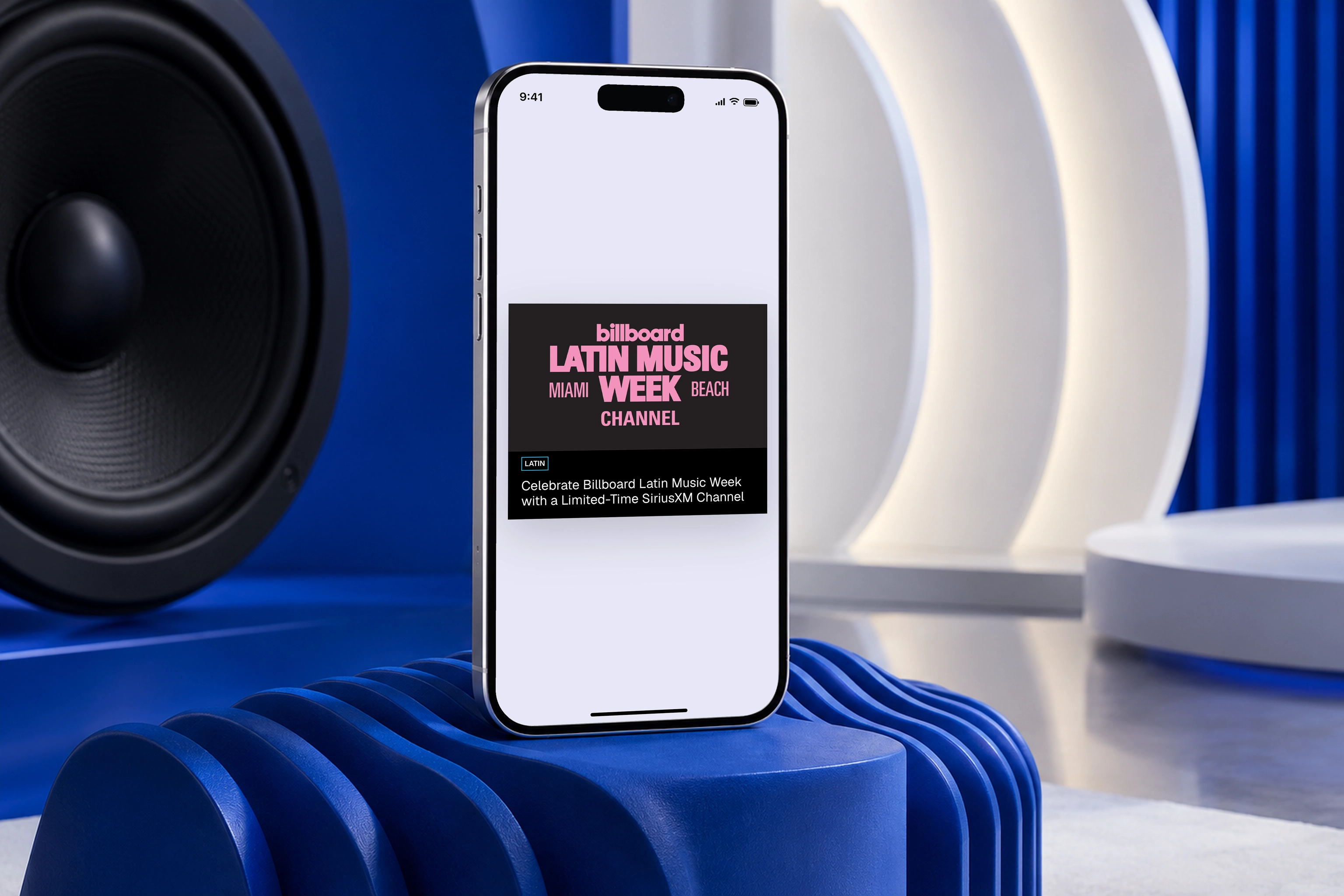 The real SiriusXM Blog music interface on a iPhone in a scene created for the case study.