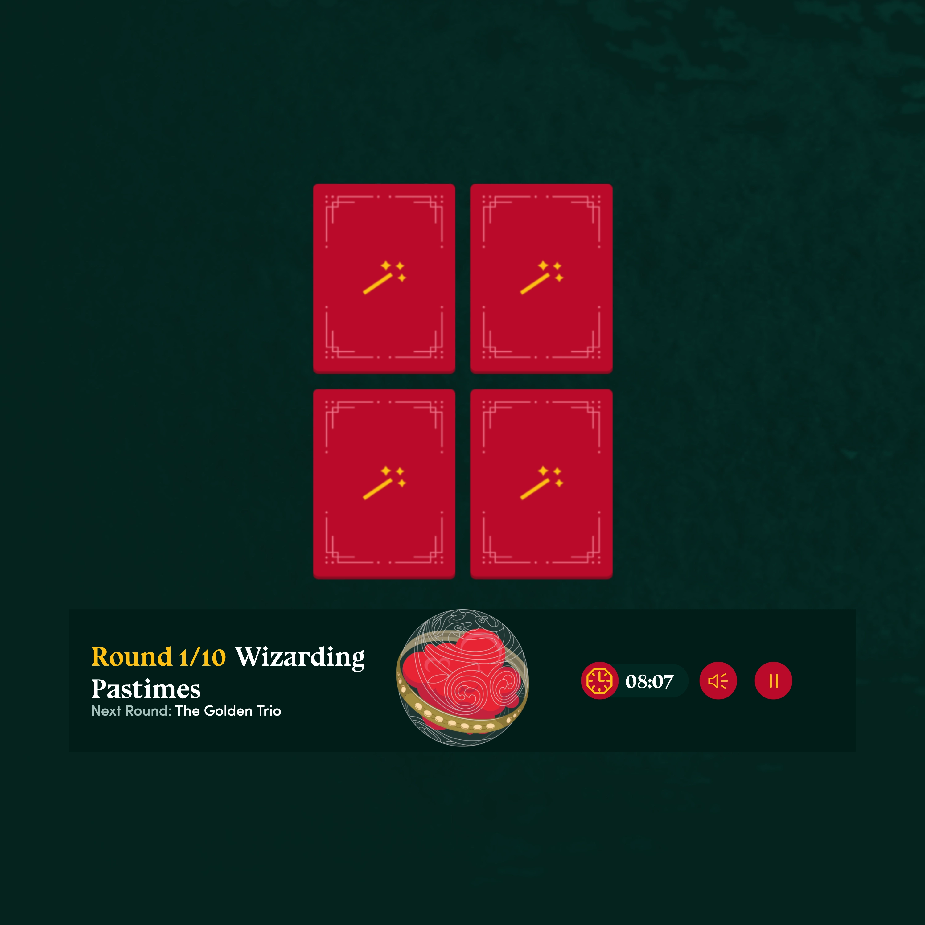Matching magical memory cards, with the complete original content centered on its Starting Harry Potter app background.