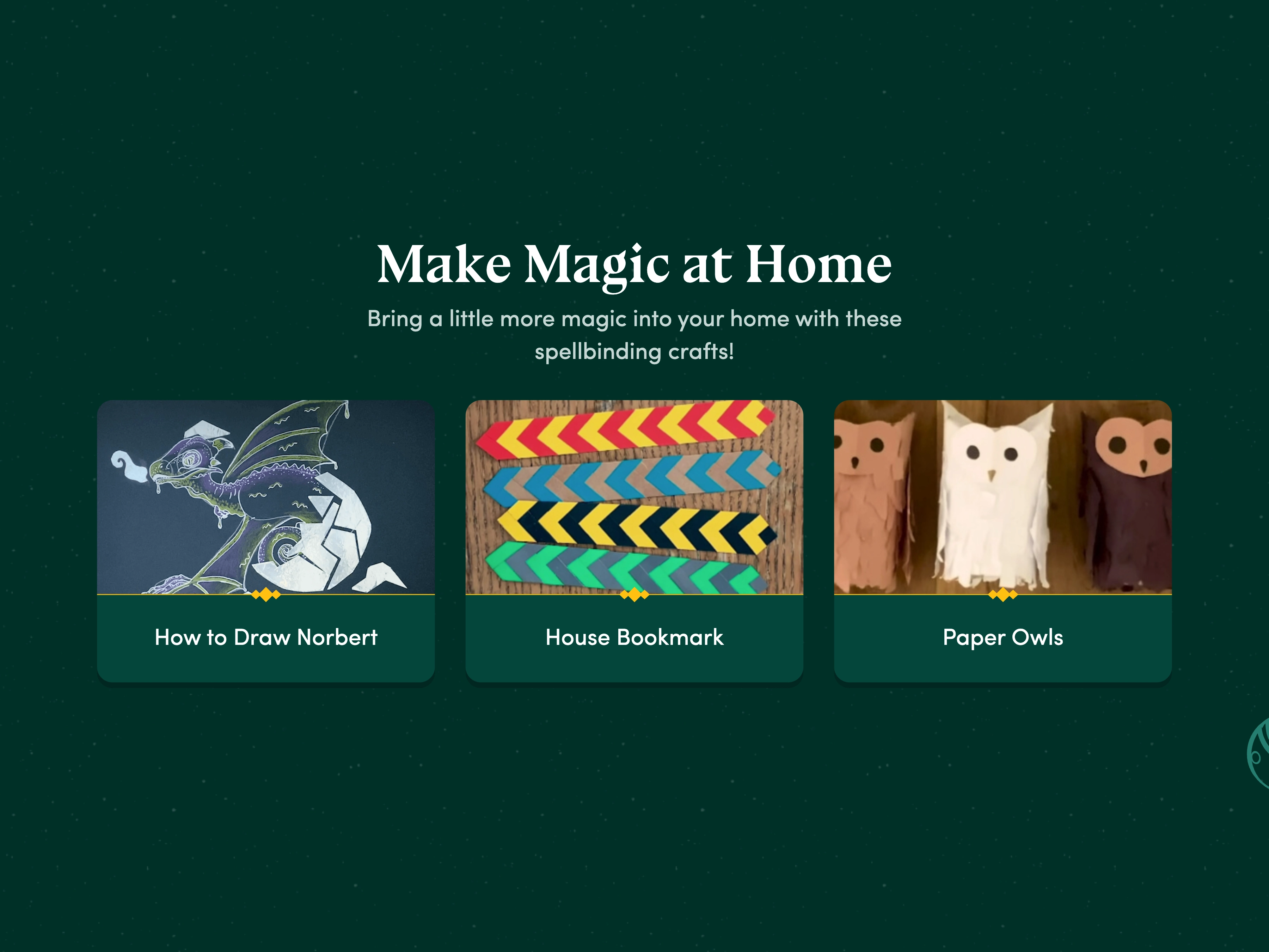 Make magic at home with crafts, captured from Starting Harry Potter and centered on a background matched to the brand.