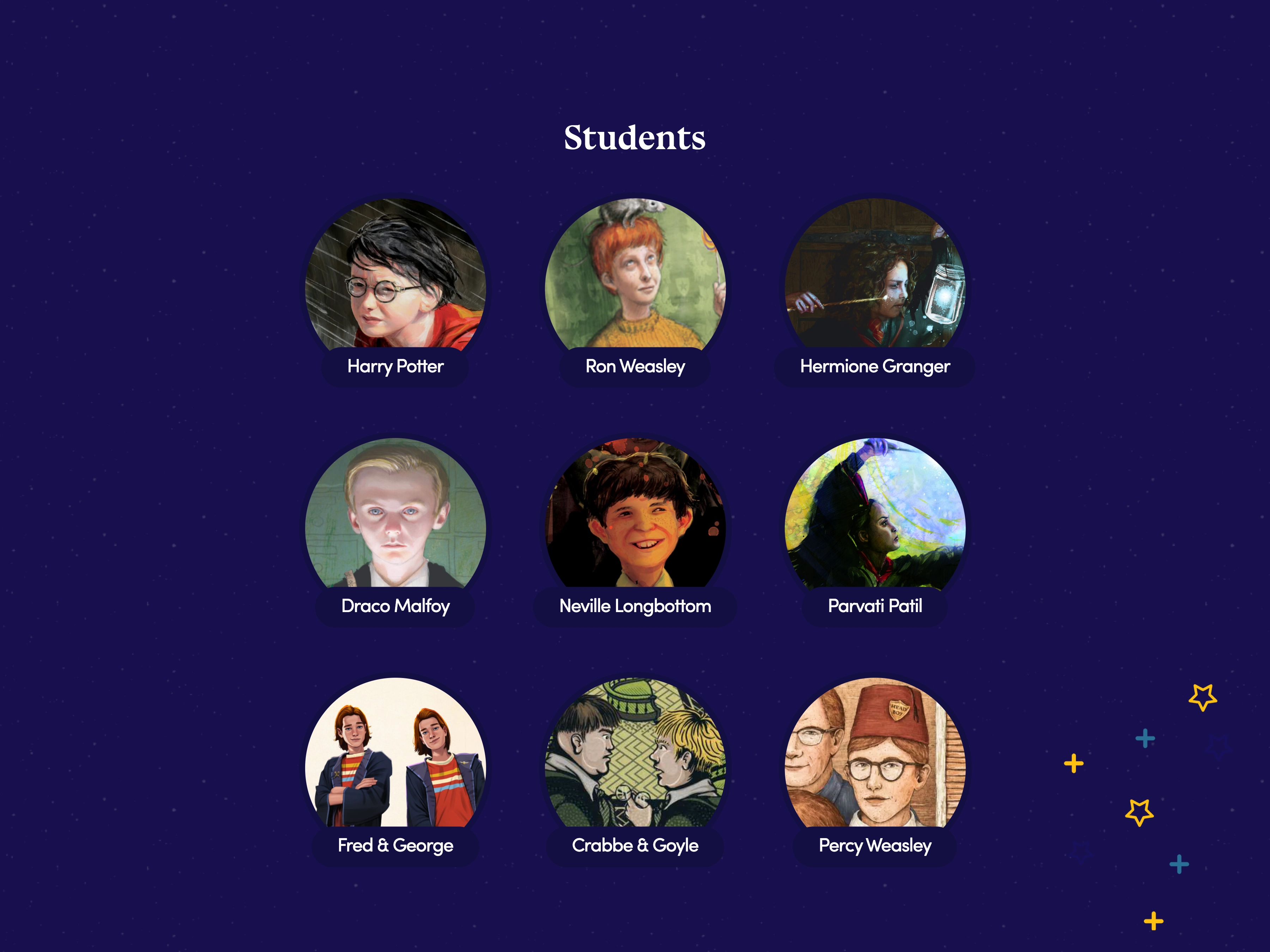Meet the Hogwarts students, captured from Starting Harry Potter and centered on a background matched to the brand.